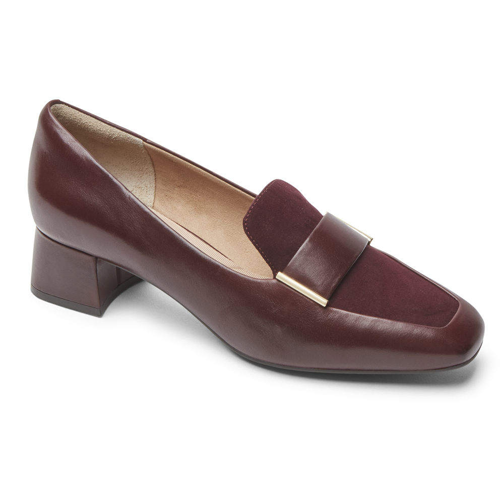 Rockport Womens Loafers Burgundy - Total Motion Esma - UK 802-NDPHJK